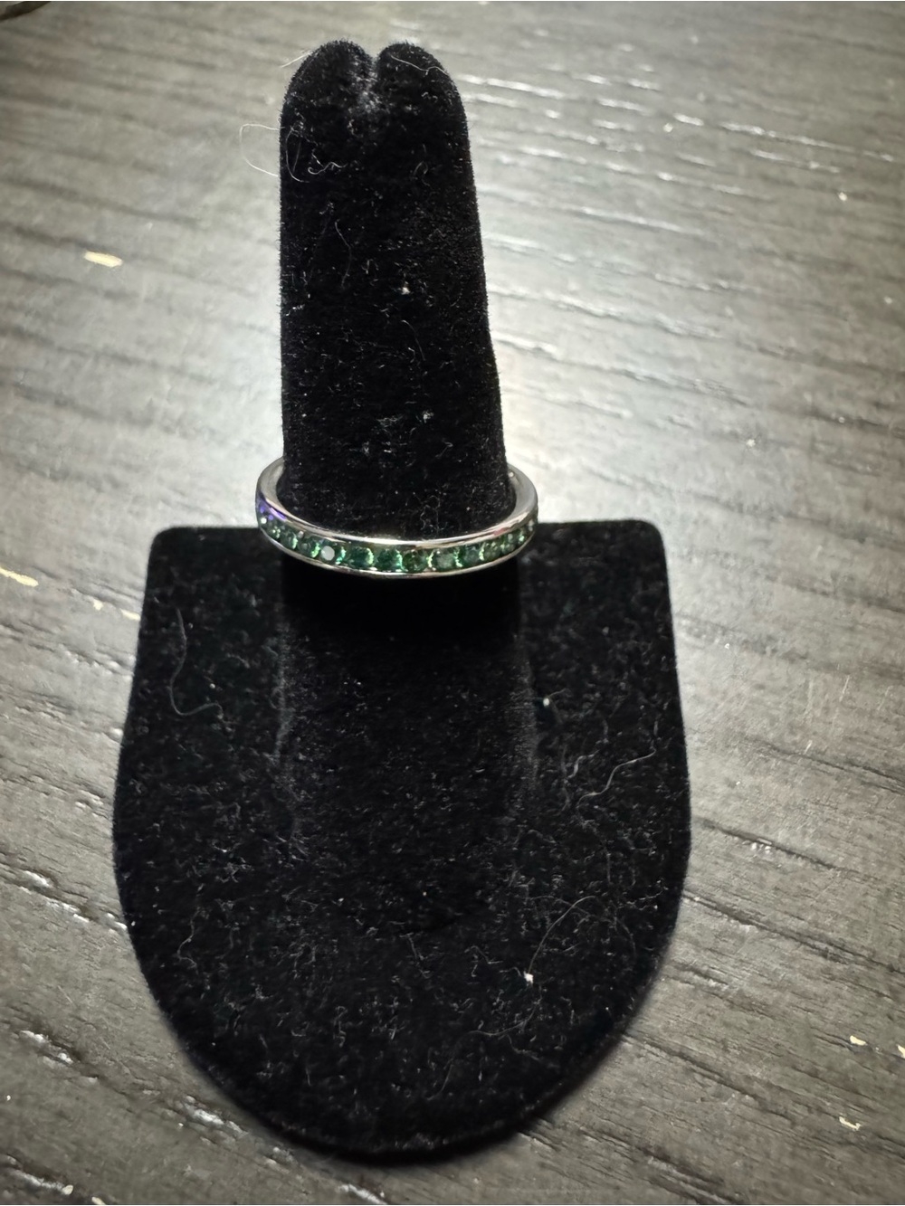 Source Unknown Silver Band with Green Stones